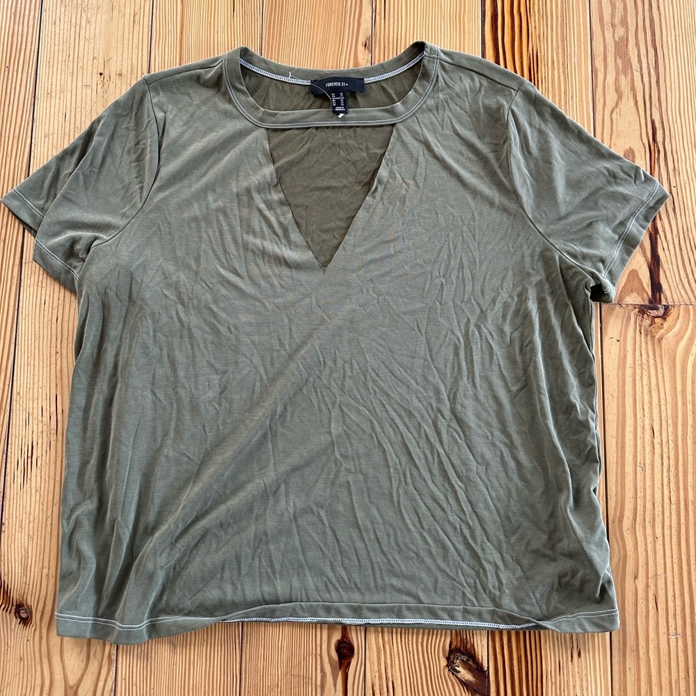 NWOT Forever 21 deep v neck tee